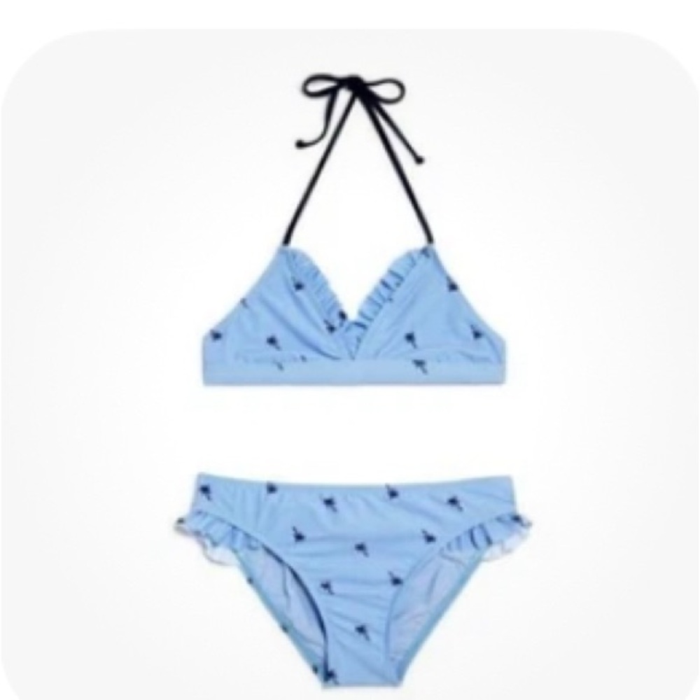 Splendid, Girl’s Triangle Top Blue Bikini Set, Size 14